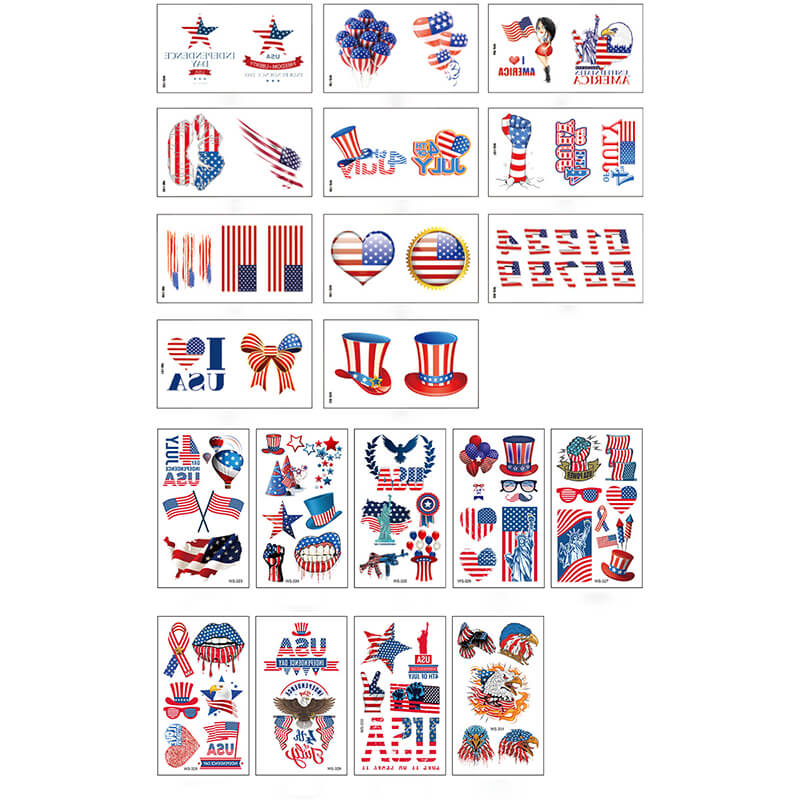 20 Pcs Independence Day American Flag Temporary Tattoo Stickers Gthic 20 Pcs Independence Day American Flag Temporary Tattoo Stickers Gthic
