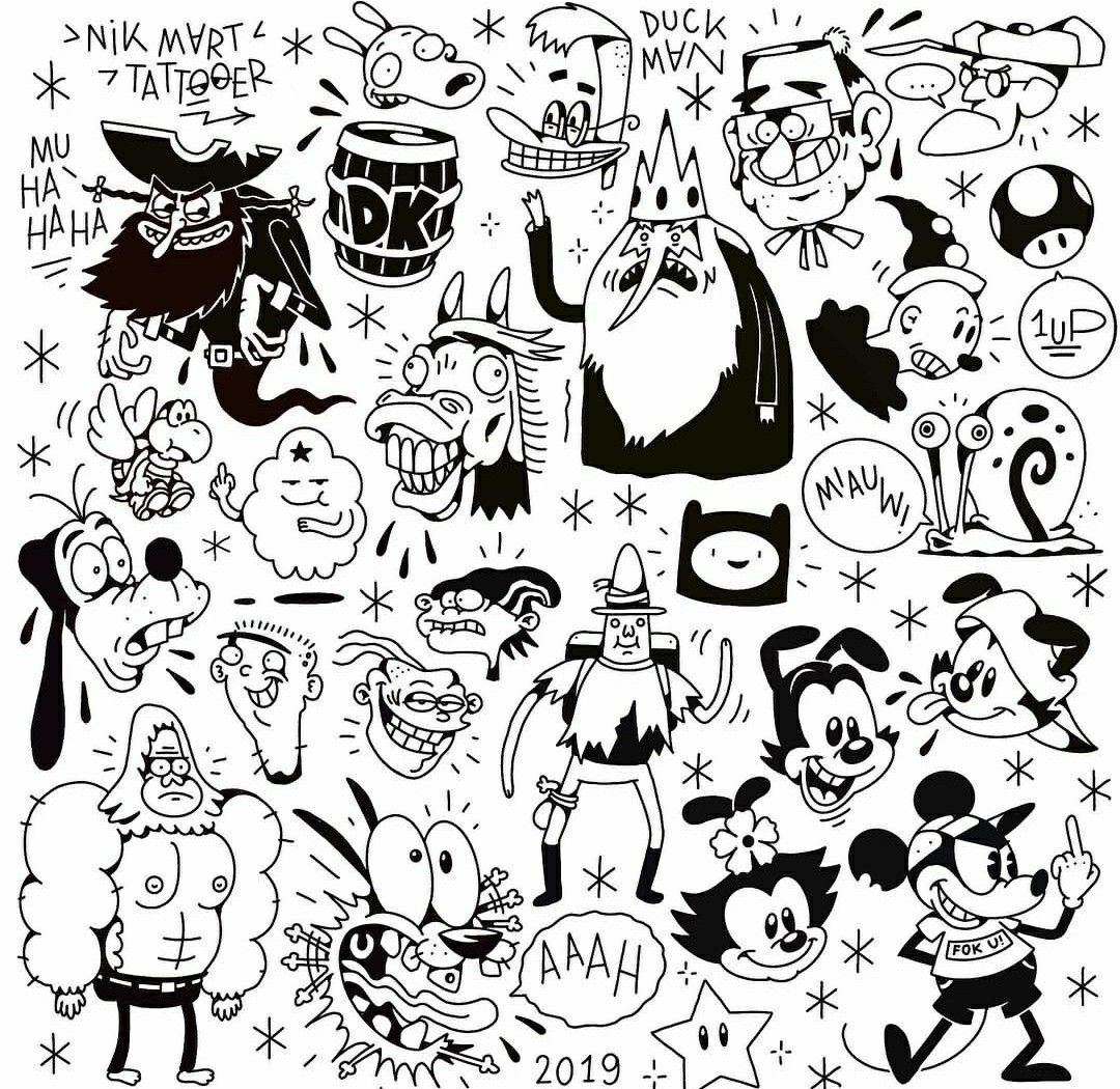 90S Cartoon Tattoo Flash 90S Cartoon Tattoo Flash