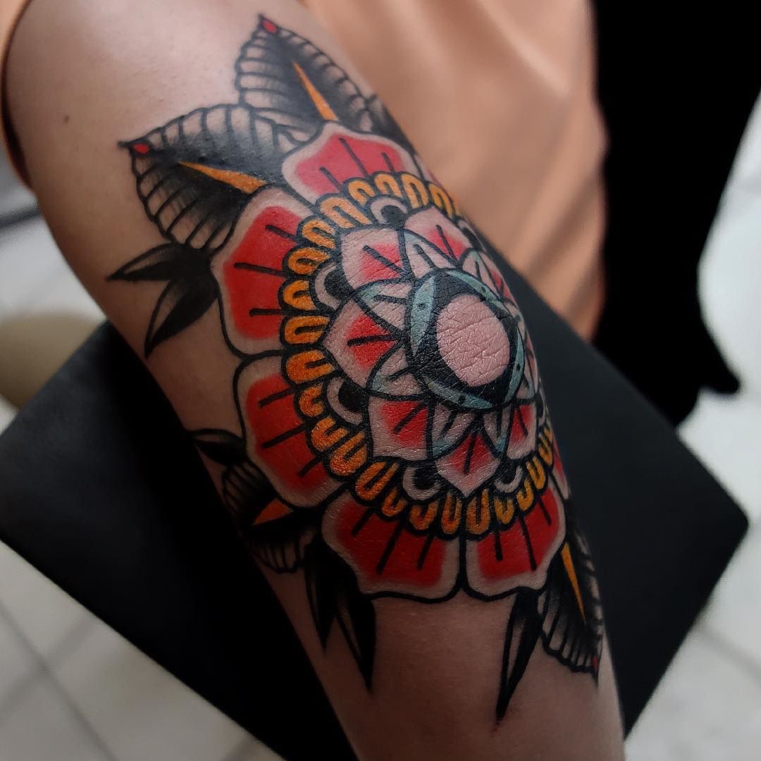 American Traditional Elbow Tattoo Ideas & Designs