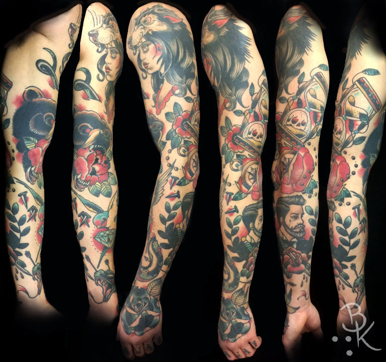American Traditional Patchwork Sleeve: A Timeless Tattoo Trend