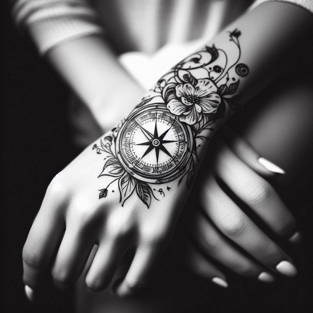 Beautiful Feminine Compass Tattoo So Pretty With Actual Lettered Beautiful Feminine Compass Tattoo So Pretty With Actual Lettered