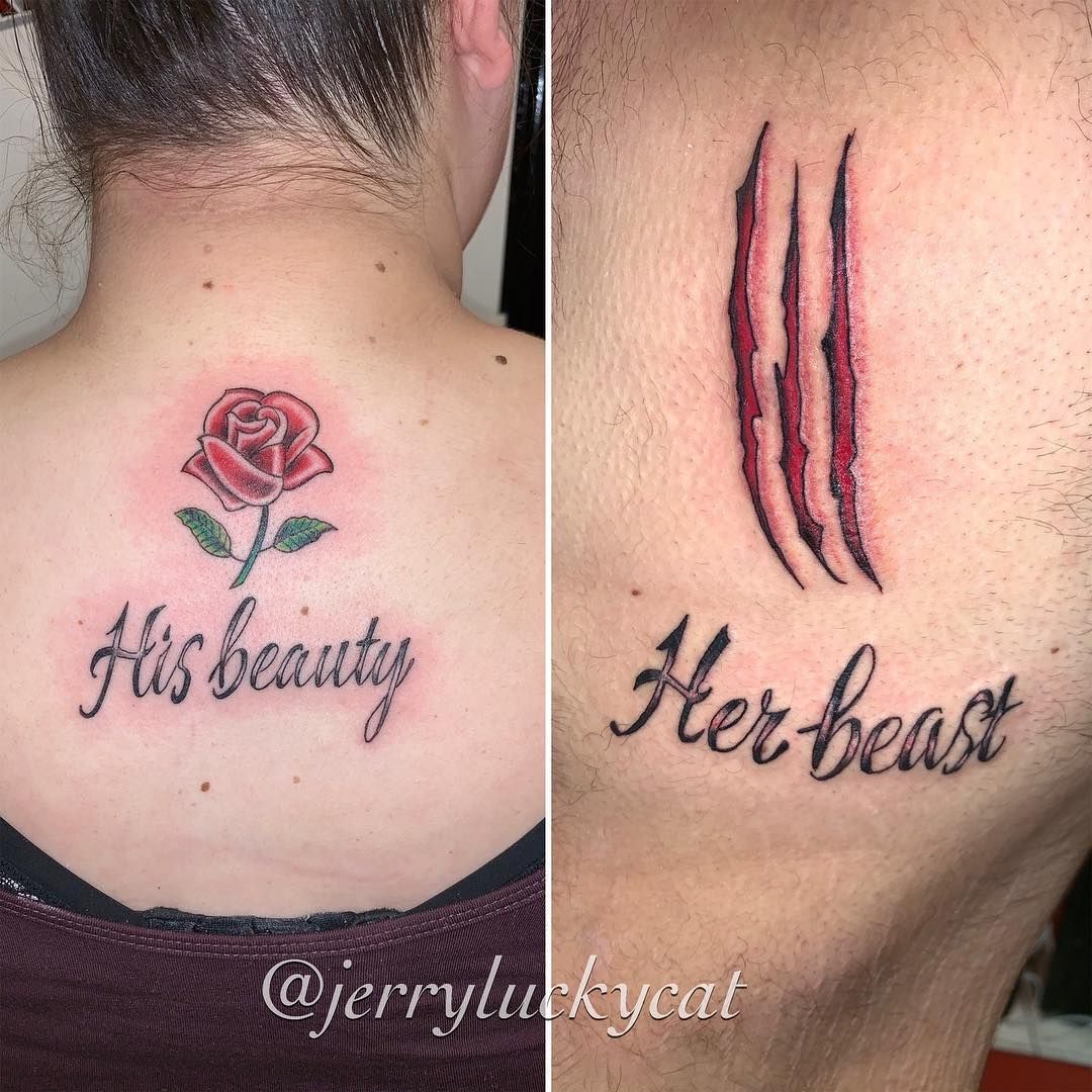 Beauty and Beast Couple Tattoos: Romantic Ink Ideas