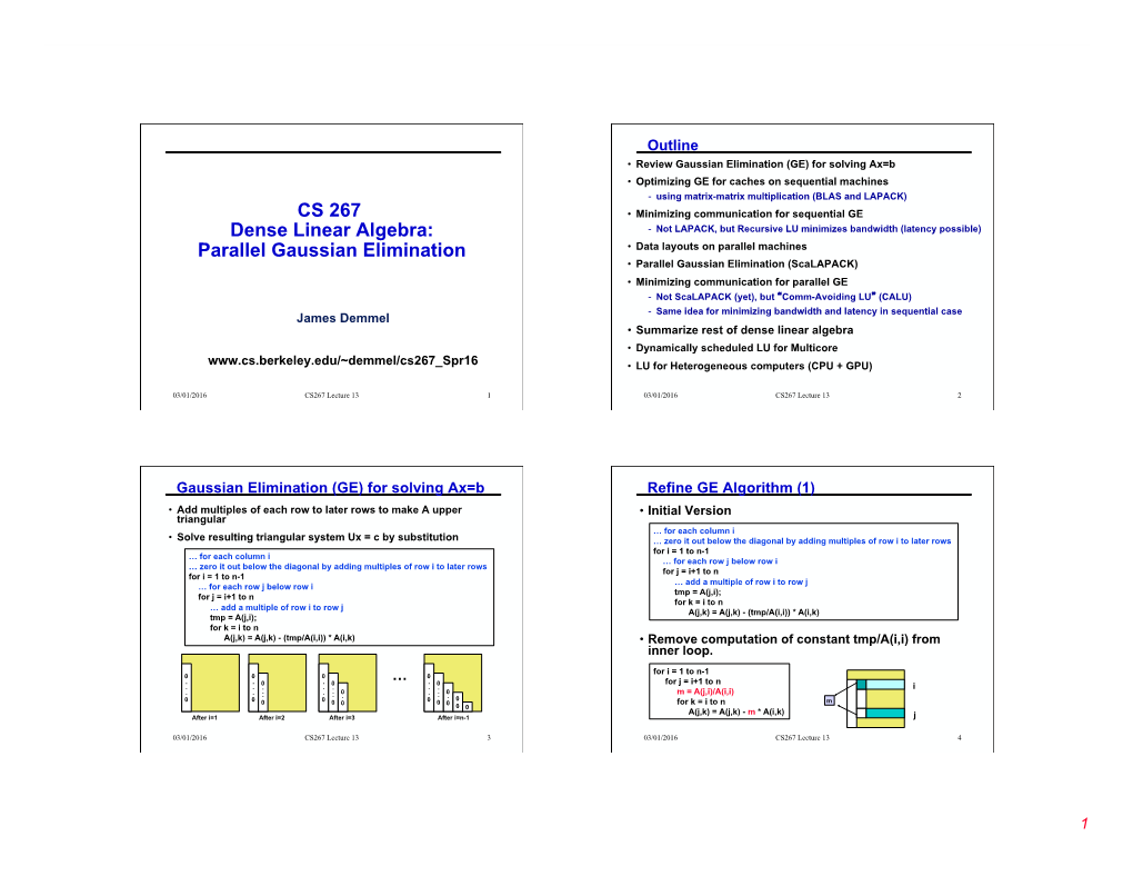 Cs 267 Dense Linear Algebra Parallel Gaussian Elimination Ppt Download Cs 267 Dense Linear Algebra Parallel Gaussian Elimination Ppt Download