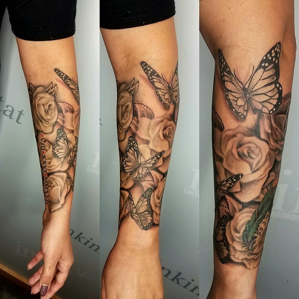 Stunning Female Butterfly Tattoo Arm Sleeve Ideas