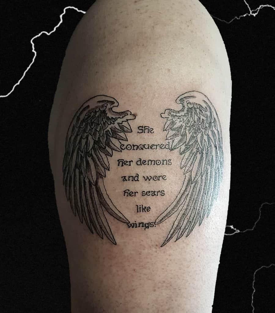 Half Sleeve Tattoo Angel Wing Back Tattoo Blurred Background Mens Half Sleeve Tattoo Angel Wing Back Tattoo Blurred Background Mens