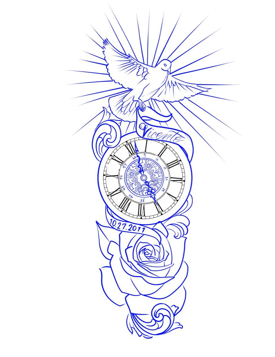 Outline Clock Tattoo Stencil: Timeless Design Guide Outline Clock Tattoo Stencil: Timeless Design Guide