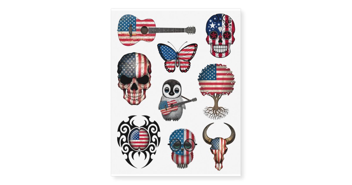Patriotic American Flags Collection Temporary Tattoos Zazzle Patriotic American Flags Collection Temporary Tattoos Zazzle