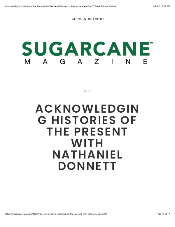 Pdf Acknowledging Histories Of The Present With Nathaniel Donnett Pdf Acknowledging Histories Of The Present With Nathaniel Donnett