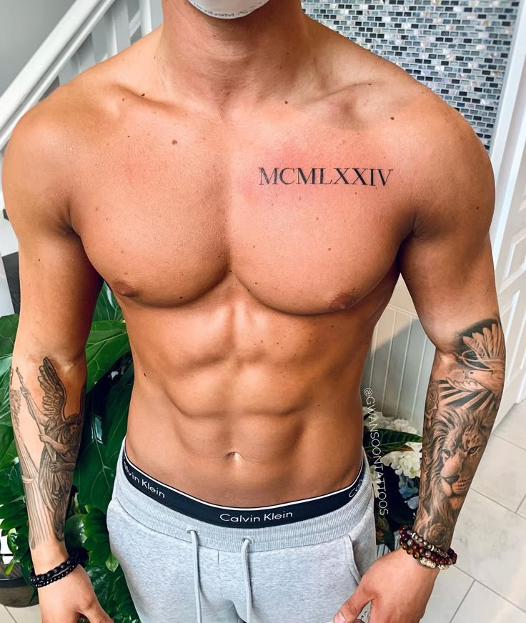 Roman Numerals Chest Tattoo Ideas & Inspiration