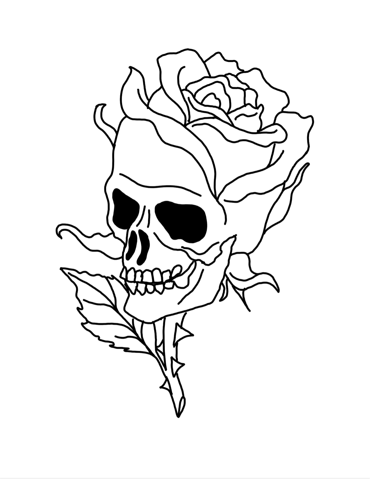 Skull Rose Stem Tattoo Outline Drawing Skulls Drawing Tatoo Art Skull Rose Stem Tattoo Outline Drawing Skulls Drawing Tatoo Art