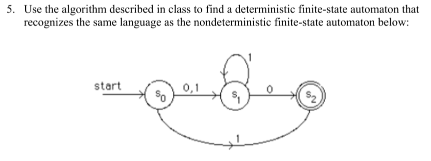 Solved 5 Use The Algorithm Described In Class To Find A Deterministic Solved 5 Use The Algorithm Described In Class To Find A Deterministic
