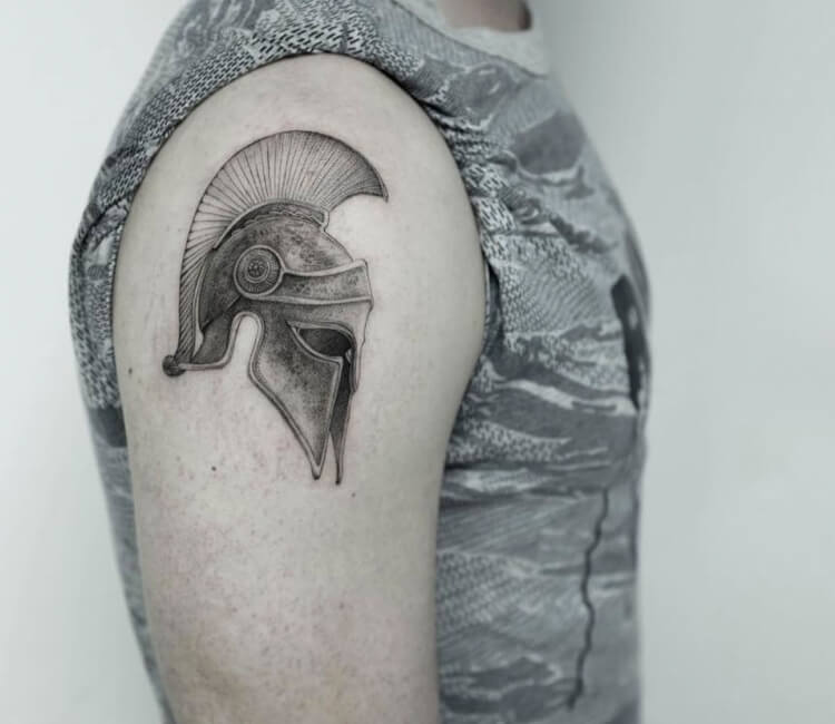 Spartan Helmet Tattoo Shoulder Spartan Helmet Tattoo Shoulder