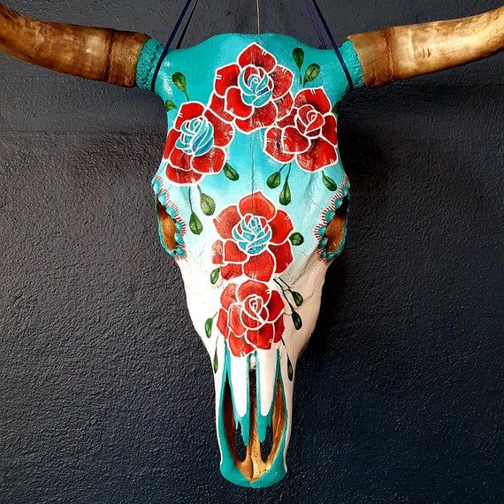 Turquoise Stone Steer Skull Cow Skull Art Painted Cow Skulls Cow Turquoise Stone Steer Skull Cow Skull Art Painted Cow Skulls Cow