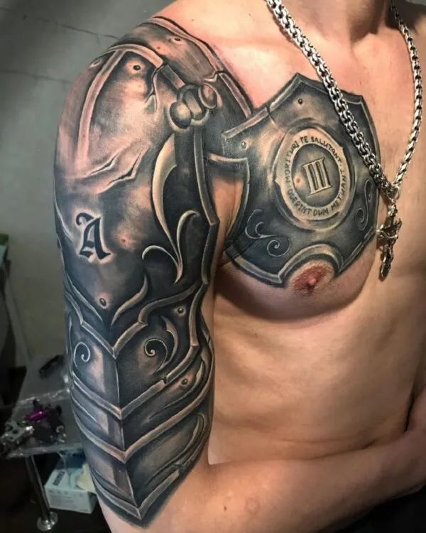 Warrior Shoulder Armor Tattoo Ideas & Inspiration